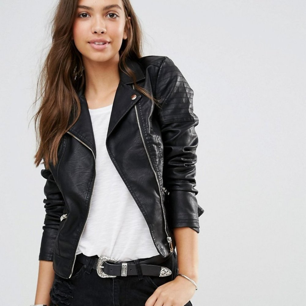 NEW! NEW LOOK VEGAN Biker JACKET SZ L